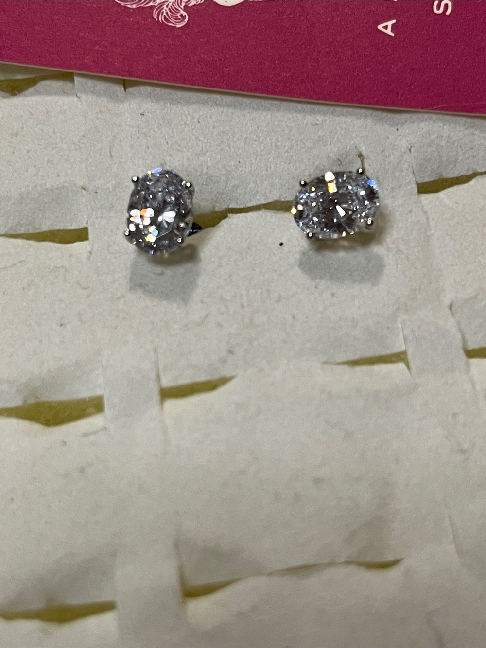 Classic Clear Crystal Oval Stud Earrings in Silver